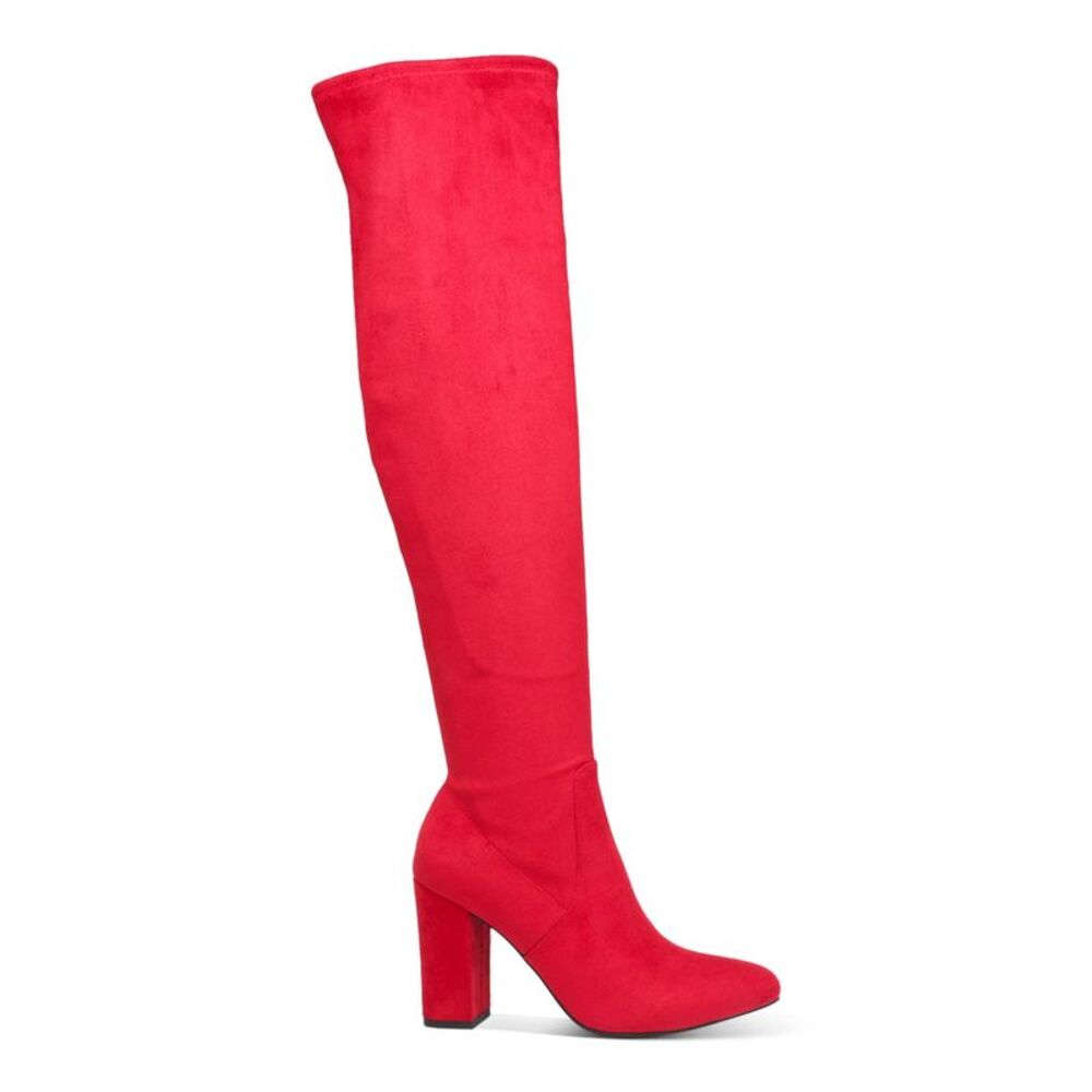 WILD PAIR Womens Red 19.5 Boot Height Bravy Toe Block Heel Heeled Boots 7 M - Picture 3 of 4